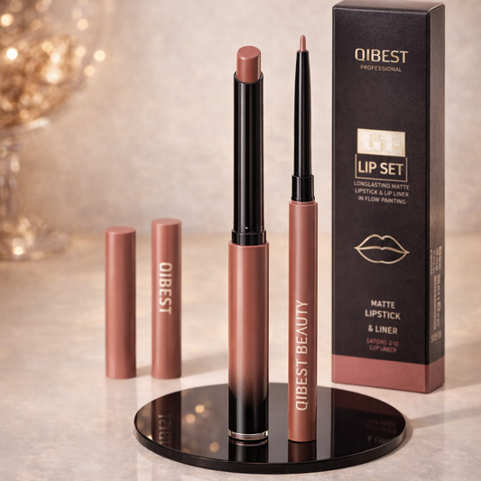 Matte Nude Lip Liner & Lipstick Set – Long-Lasting Waterproof Formula